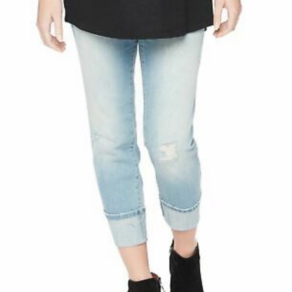 Indigo Blue Secret Fit Belly Cuffed Crop Maternity